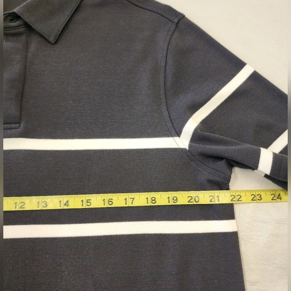 NWOT Bugatchi Men's Black Polo Shirt Short Sleeve White Stripes Detail, sz LG - Picture 5 of 12